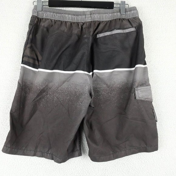 Quiksilver Swim Trunks Mens Small Gray Black Cargo Pocket Lined Beach Surf Swim - Picture 4 of 10